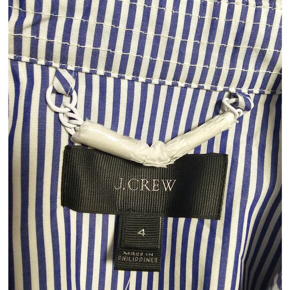 J.Crew NWT Sz4 Double Breasted Trench Coat. Cotton Blue n White Stripes. Spring‎ - Picture 5 of 15